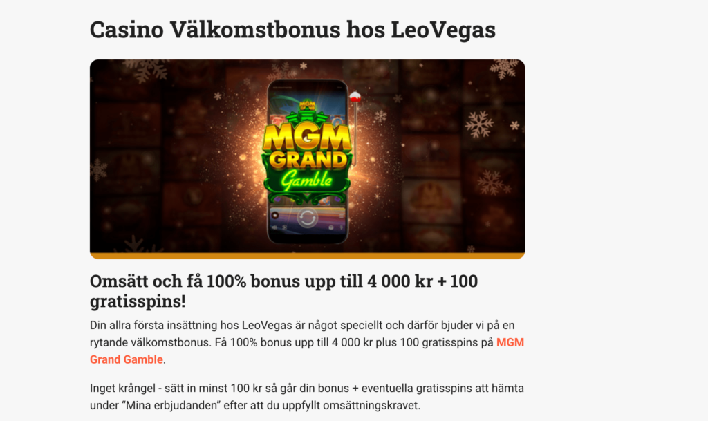 casino välkomstbonus leovegas