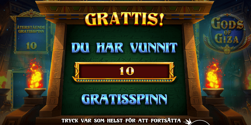 vinst gods of giza gratisspinn